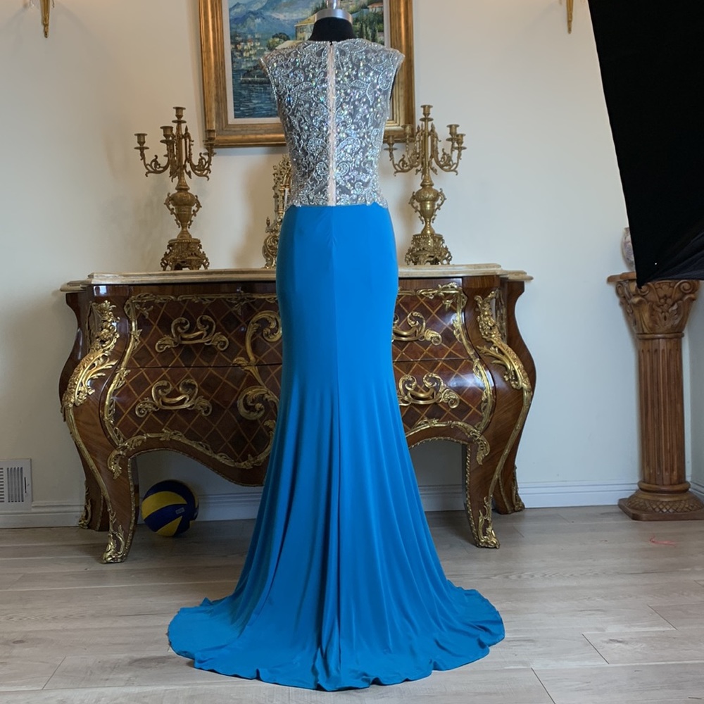 Women’s formal Stretchy rhinestone Illusion evening gown prom dress - Picture 5 of 6